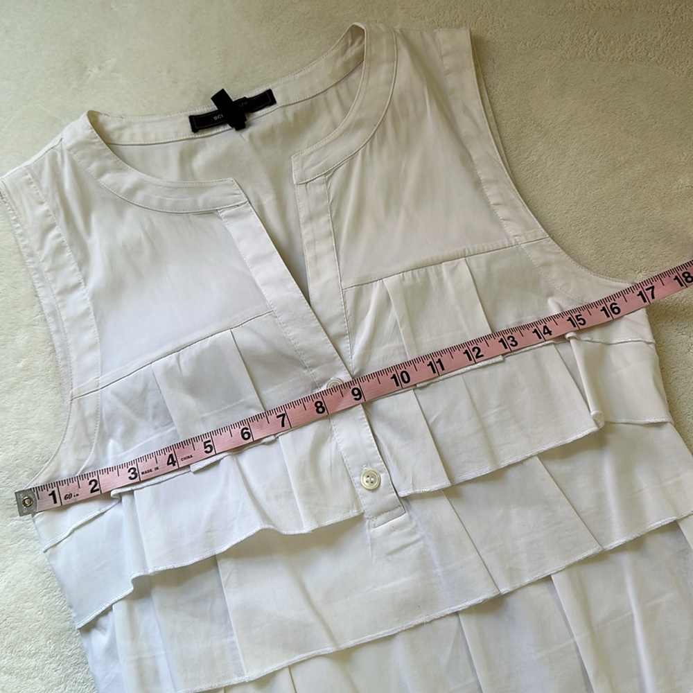BCBGMAXAZRIA Womens White Ruffle Sleeveless Dress in White Size Small - Picture 6 of 9